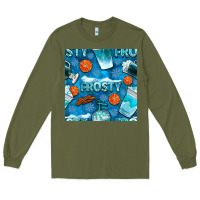 Army Green winter frosty coffee cups and snow seamless pattern bbs Long Sleeve Tee - BundleAndBundleShop