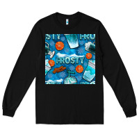 Black winter frosty coffee cups and snow seamless pattern bbs Long Sleeve Tee - BundleAndBundleShop