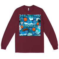 Burgundy winter frosty coffee cups and snow seamless pattern bbs Long Sleeve Tee - BundleAndBundleShop