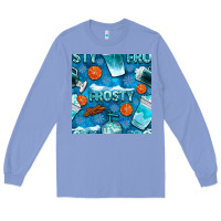 Colony Blue winter frosty coffee cups and snow seamless pattern bbs Long Sleeve Tee - BundleAndBundleShop