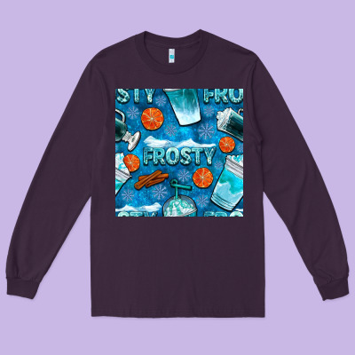 Winter Frosty Coffee Cups And Snow Seamless Pattern Bbs Long Sleeve Tee Designed By Bundleandbundleshop