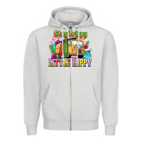 Dove Grey stay trippy little hippy Zipper Hoodie - NancyCooperArtShop