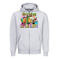 Heather Grey stay trippy little hippy Zipper Hoodie - NancyCooperArtShop