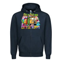 Navy stay trippy little hippy Zipper Hoodie - NancyCooperArtShop