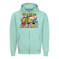 Seafoam stay trippy little hippy Zipper Hoodie - NancyCooperArtShop