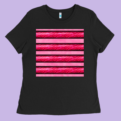 Valentines Day Zebra Stripes Seamless Pattern Ladies Tee Designed By Bundleandbundleshop