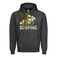 Charcoal Heather Let's go surfing Zipper Hoodie - NancyCooperArtShop