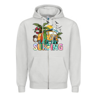 Dove Grey Let's go surfing Zipper Hoodie - NancyCooperArtShop