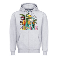 Heather Grey Let's go surfing Zipper Hoodie - NancyCooperArtShop