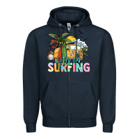 Navy Let's go surfing Zipper Hoodie - NancyCooperArtShop