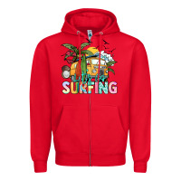 Red Let's go surfing Zipper Hoodie - NancyCooperArtShop