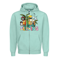 Seafoam Let's go surfing Zipper Hoodie - NancyCooperArtShop