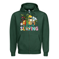 Sports Green Let's go surfing Zipper Hoodie - NancyCooperArtShop