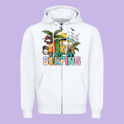 Let's Go Surfing Zipper Hoodie Designed By Nancycooperartshop