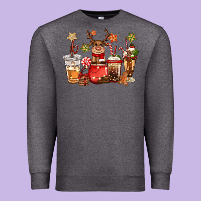 Christmas Reindeer Coffee Premium Sweatshirt Designed By Cowgirlartshop