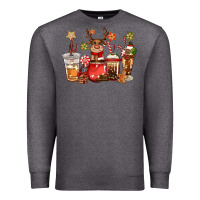 Charcoal Heather christmas reindeer coffee Premium Sweatshirt - CowGirlArtShop