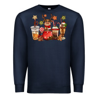 Navy christmas reindeer coffee Premium Sweatshirt - CowGirlArtShop