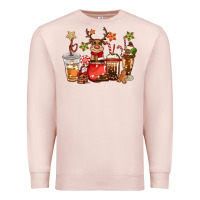 Pale Pink christmas reindeer coffee Premium Sweatshirt - CowGirlArtShop