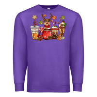 Purple christmas reindeer coffee Premium Sweatshirt - CowGirlArtShop