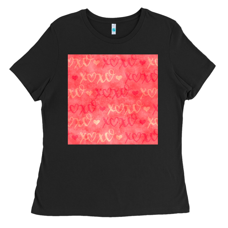 Valentines Day Xoxo Seamless Pattern Ladies Tee by BundleAndBundleShop | Teevron