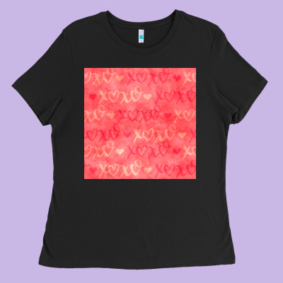 Valentines Day Xoxo Seamless Pattern Ladies Tee Designed By Bundleandbundleshop