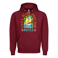 Burgundy Life's a beach make some waves Zipper Hoodie - NancyCooperArtShop