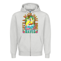 Dove Grey Life's a beach make some waves Zipper Hoodie - NancyCooperArtShop