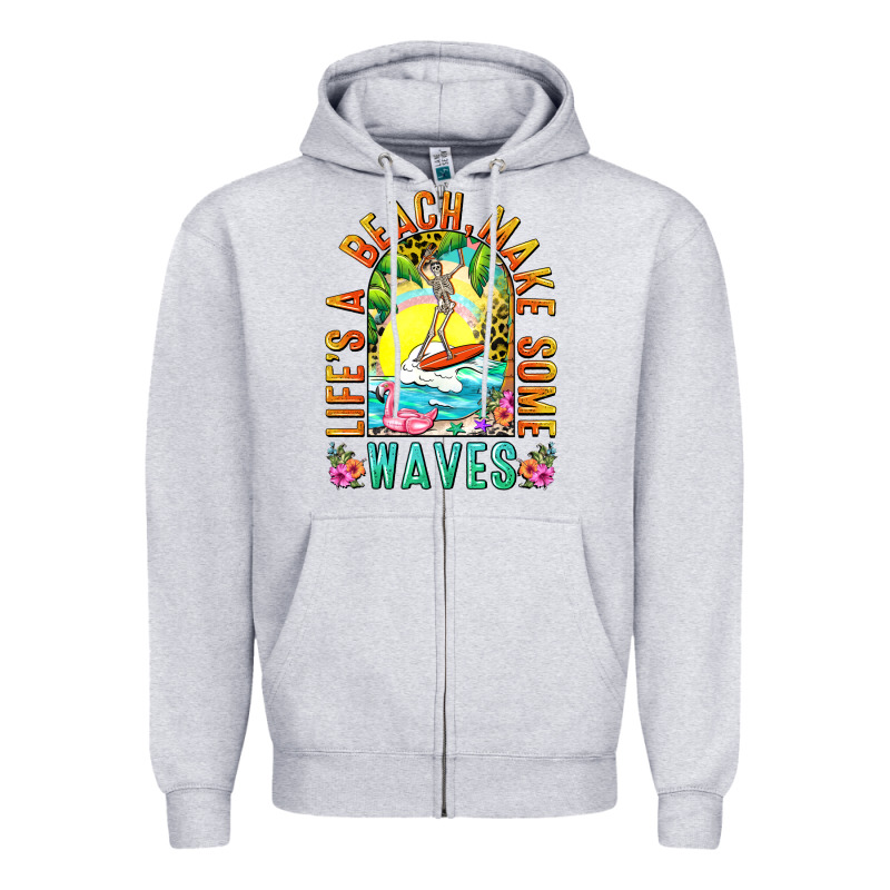 Life's A Beach Make Some Waves Zipper Hoodie by NancyCooperArtShop | Teevron