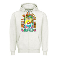 Oatmeal Heather Life's a beach make some waves Zipper Hoodie - NancyCooperArtShop