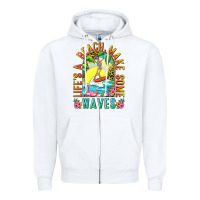 White Life's a beach make some waves Zipper Hoodie - NancyCooperArtShop