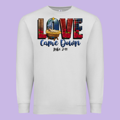 Love Came Down Luke 2 11 Premium Sweatshirt Designed By Cowgirlartshop
