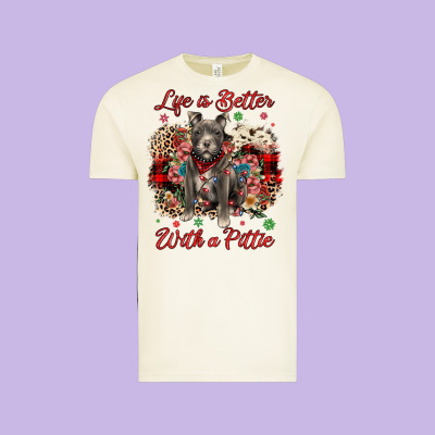 Christmas Life Is Better With A Pittie Vintage Tee Designed By Jahusdesignshop