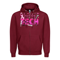 Burgundy Breast Cancer Facility Tech Zipper Hoodie - texasbilliewilder