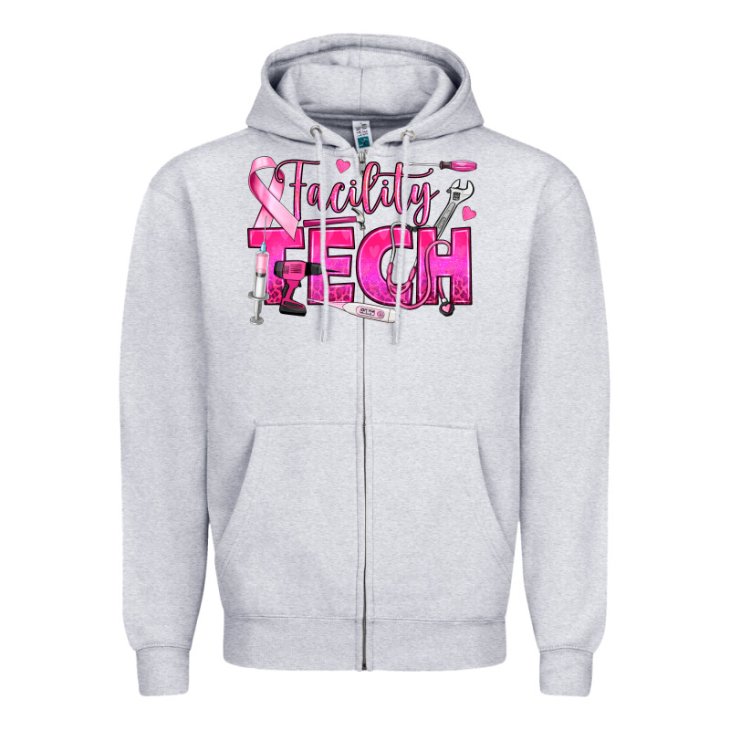 Breast Cancer Facility Tech Zipper Hoodie by texasbilliewilder | Teevron