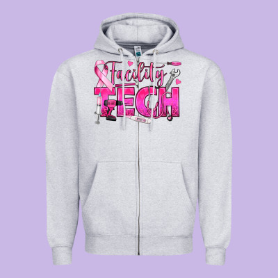 Breast Cancer Facility Tech Zipper Hoodie Designed By Texasbilliewilder