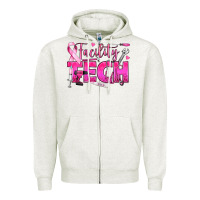 Oatmeal Heather Breast Cancer Facility Tech Zipper Hoodie - texasbilliewilder