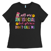 Black call me antisocial but please don't call me Ladies Tee - Artiststas