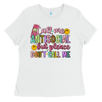 White call me antisocial but please don't call me Ladies Tee - Artiststas