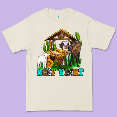 Holy Nıght Cows And Sunflowers Premium Tee Designed By Adodesignshop