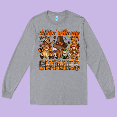 Chilling With My Gnomies Bbs Long Sleeve Tee Designed By Bundleandbundleshop