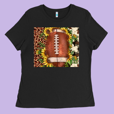 Football Leopard Cowhide Sunflower Ladies Tee Designed By Jahusdesignshop