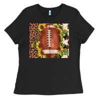Black football leopard cowhide sunflower Ladies Tee - JahusDesignShop