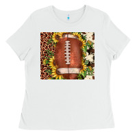 White football leopard cowhide sunflower Ladies Tee - JahusDesignShop
