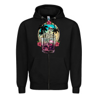 Black summer skeleton cocktail Zipper Hoodie - NancyCooperArtShop