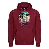Burgundy summer skeleton cocktail Zipper Hoodie - NancyCooperArtShop