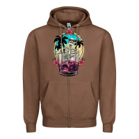 Chestnut summer skeleton cocktail Zipper Hoodie - NancyCooperArtShop