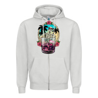 Dove Grey summer skeleton cocktail Zipper Hoodie - NancyCooperArtShop