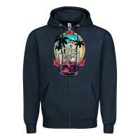 Navy summer skeleton cocktail Zipper Hoodie - NancyCooperArtShop