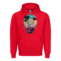Red summer skeleton cocktail Zipper Hoodie - NancyCooperArtShop