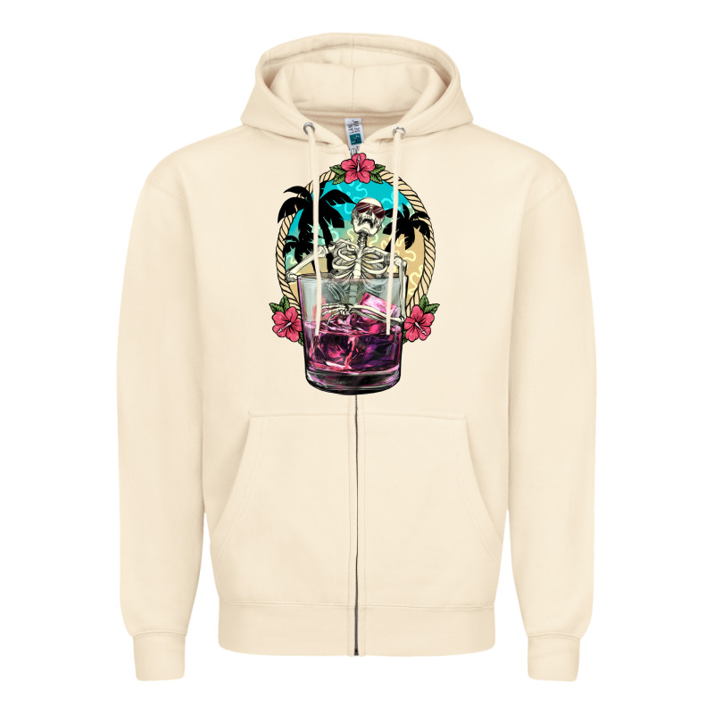 Summer Skeleton Cocktail Zipper Hoodie by NancyCooperArtShop | Teevron